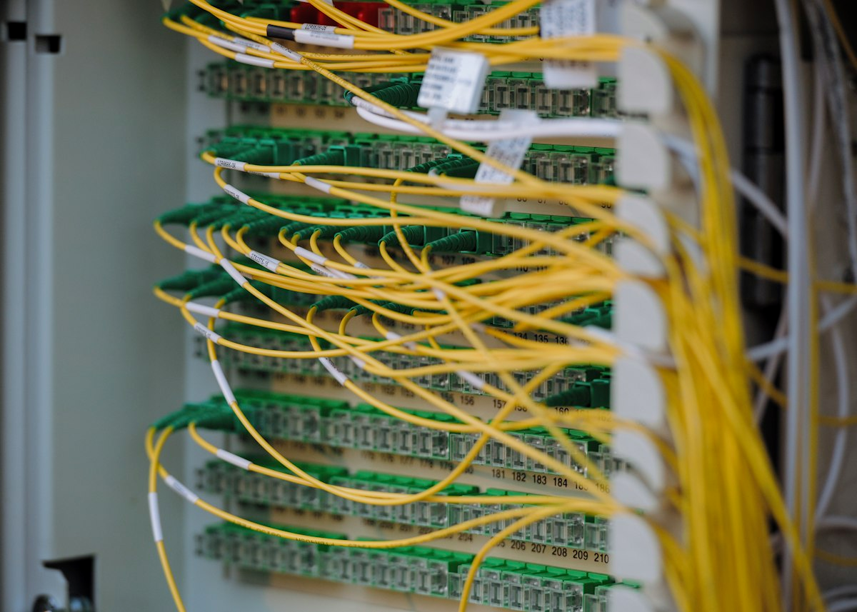 Network cables neatly connected in a server rack